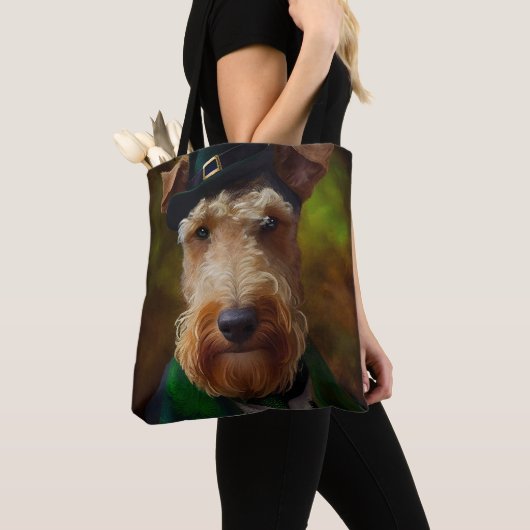 airedale hond op St. Patrick's Day Tote Bag (Dichtbij)