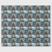 Airedale Hond Rijden Motorfiets Kerstmis Cadeaupapier (Vlak)