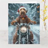 Airedale Hond Rijden Motorfiets Kerstmis Kaart (Gele Bloem)
