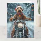 Airedale Hond Rijden Motorfiets Kerstmis Kaart (Voorkant)