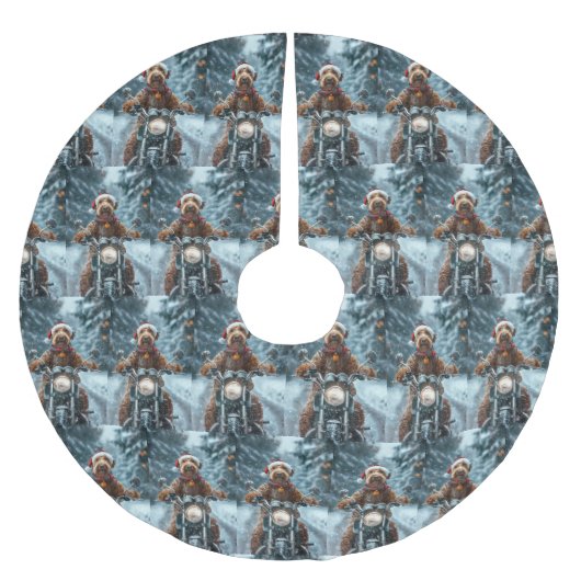 Airedale Hond Rijden Motorfiets Kerstmis Kerstboom Rok (Voorkant)