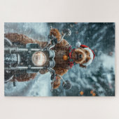 Airedale Hond Rijden Motorfiets Kerstmis Legpuzzel (Horizontaal)