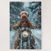 Airedale Hond Rijden Motorfiets Kerstmis Legpuzzel (Verticaal)