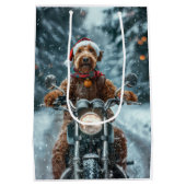 Airedale Hond Rijden Motorfiets Kerstmis Medium Cadeauzakje (Achterkant)