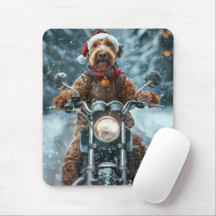 Airedale Hond Rijden Motorfiets Kerstmis Muismat