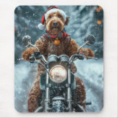 Airedale Hond Rijden Motorfiets Kerstmis Muismat (Voorkant)