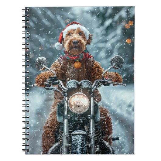 Airedale Hond Rijden Motorfiets Kerstmis Notitieboek (Voorkant)