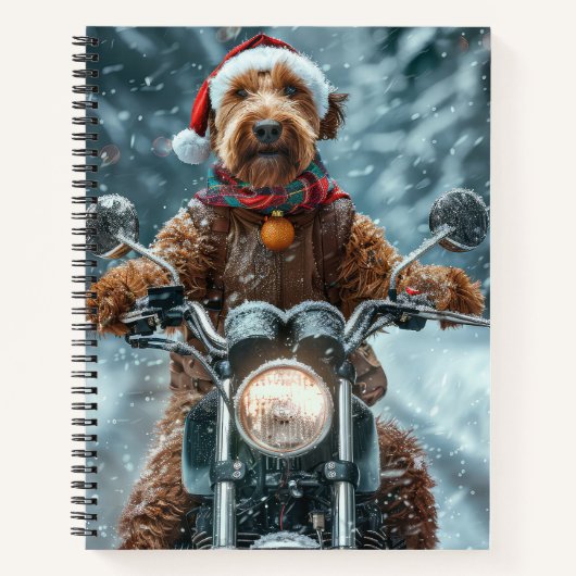 Airedale Hond Rijden Motorfiets Kerstmis Notitieboek (Voorkant)