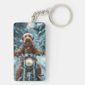 Airedale Hond Rijden Motorfiets Kerstmis Sleutelhanger (achterkant)