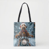 Airedale Hond Rijden Motorfiets Kerstmis Tote Bag (Voorkant)