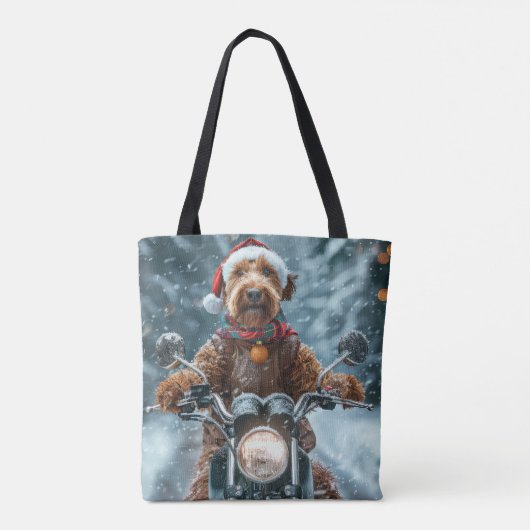Airedale Hond Rijden Motorfiets Kerstmis Tote Bag (Achterkant)