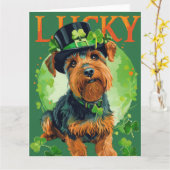 Airedale-hond St. Patrick's Day Kaart (Gele Bloem)