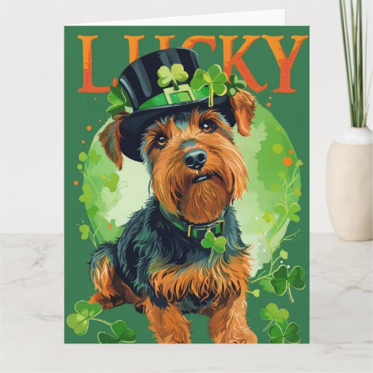 Airedale-hond St. Patrick's Day Kaart (Voorkant)