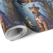 Airedale-hond Whimsical Halloween-schilderij Cadeaupapier (Rol Hoek)