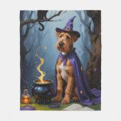 Airedale-hond whimsical Halloween-schilderij Fleece Deken (Voorkant)