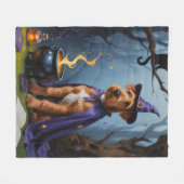 Airedale-hond whimsical Halloween-schilderij Fleece Deken (Voorkant (Horizontaal))