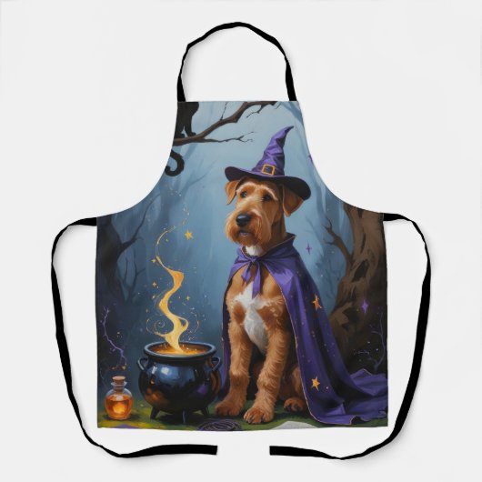Airedale-hond whimsical Halloween-schilderij Schort (Voorkant)