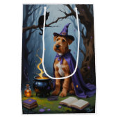 Airedale-hond Whimsicale Halloween-schilderij Medium Cadeauzakje (Achterkant)
