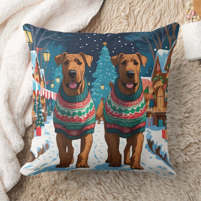 Airedale-honden Kerstmis Sneeuw Vakantie Kussen (Deken)