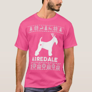 Airedale Hondenliefhebber Kerstreindeer Ugly Chris T-shirt