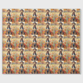Airedale in Herfstbladeren Thanksgiving Kunst Cadeaupapier (Vlak)