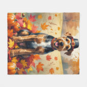 Airedale in Herfstbladeren Thanksgiving Kunst Fleece Deken (Voorkant (Horizontaal))