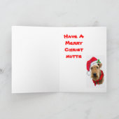 Airedale in Santa Hat Feestdagen Kaart (Binnen)