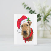 Airedale in Santa Hat Feestdagenkaart (Staand voorkant)