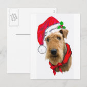 Airedale in Santa Hat Feestdagenkaart (Voorkant / Achterkant)