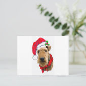 Airedale in Santa Hat Feestdagenkaart (Staand voorkant)