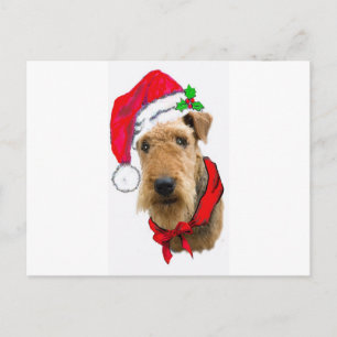 Airedale in Santa Hat Feestdagenkaart
