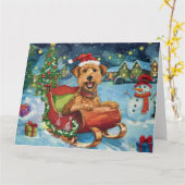 Airedale in Sleigh Snow Kerstmis Kaart (Gele Bloem)
