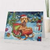 Airedale in Sleigh Snow Kerstmis Kaart (Voorkant)