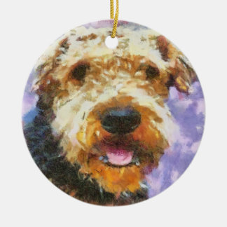 Airedale Keramisch Ornament