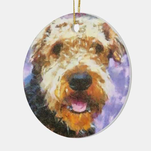 Airedale Keramisch Ornament (Links)