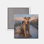 Airedale Kerst Cruise: Pawsome Kerstvreugde Magneet (Voorkant / Achterkant)