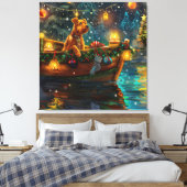 Airedale Kerst Festieve Reis Canvas Afdruk (Insitu (Slaapkamer))