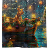 Airedale Kerst Festieve Reis Douchegordijn (Voorkant)