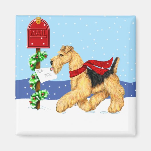 Airedale Kerstdale Mail Magneet (Voorkant)