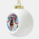 Airedale Kerstfeest Sneeuwscène Keramische Bal Ornament (Rechts)