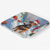 Airedale Kerstfeest Sneeuwscène Papieren Bordje (Gebogen)