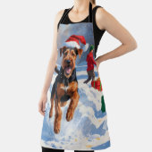 Airedale Kerstfeest Sneeuwscène Schort (Insitu)