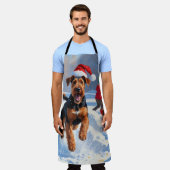 Airedale Kerstfeest Sneeuwscène Schort (Gedragen)