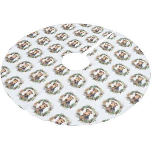 Airedale Kerstkrans Feestelijke Pup Kerstboom Rok (Gekanteld)