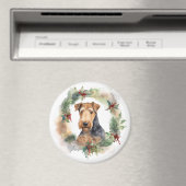 Airedale Kerstkrans Feestelijke Pup Magneet (Insitu (Vaatwasser))