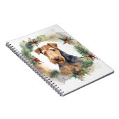 Airedale Kerstkrans Feestelijke Pup Notitieboek (Rechterzijde)