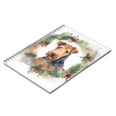 Airedale Kerstkrans Feestelijke Pup Notitieboek (Linkerzijde)