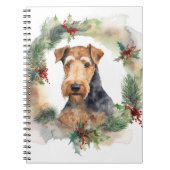 Airedale Kerstkrans Feestelijke Pup Notitieboek (Voorkant)