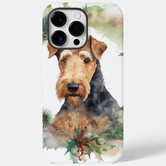 Airedale Kerstkrans Festieve Pup Case-Mate iPhone Case (Achterkant)