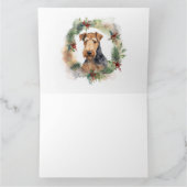 Airedale Kerstkrans Festieve Pup Kaart (Binnen)
